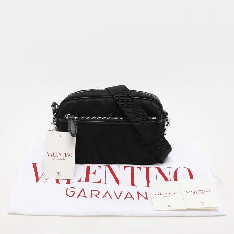 Pre Owned Valentino Black Fabric and Leather Iconographe Messenger Bag