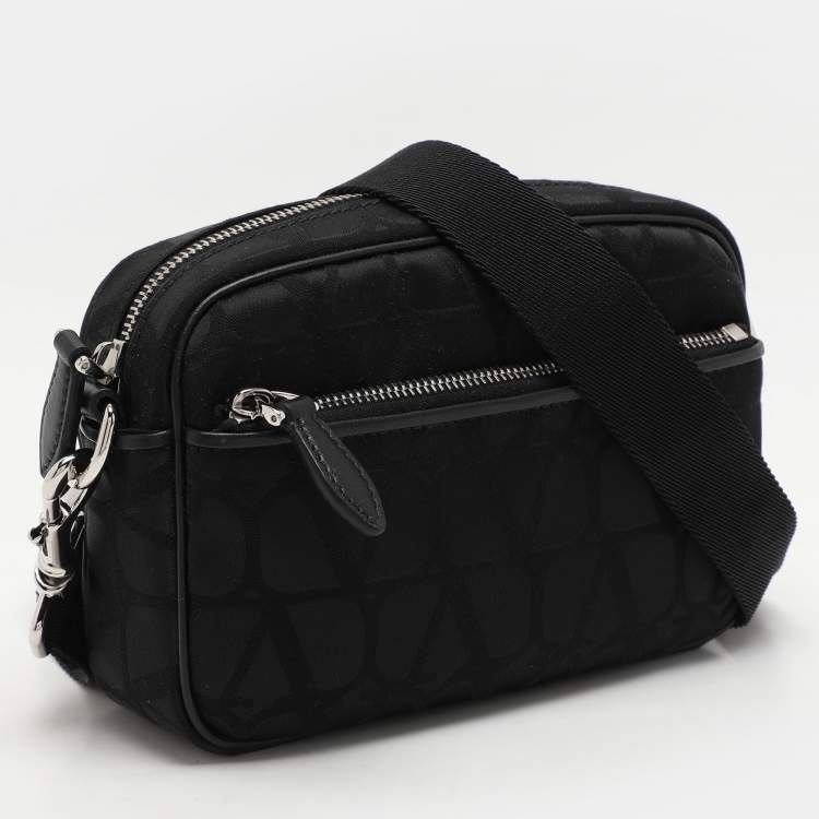 Pre Owned Valentino Black Fabric and Leather Iconographe Messenger Bag