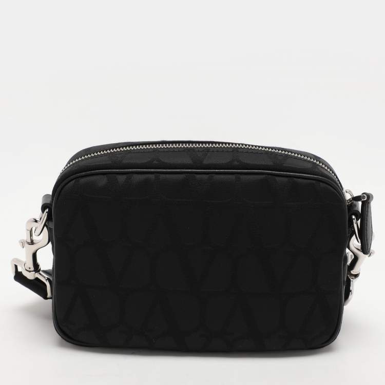 Pre Owned Valentino Black Fabric and Leather Iconographe Messenger Bag