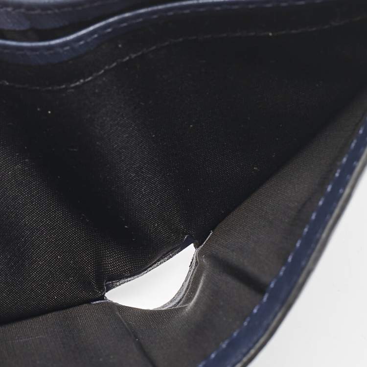 Pre Owned Valentino Navy Blue Leather Rockstud Bifold Wallet