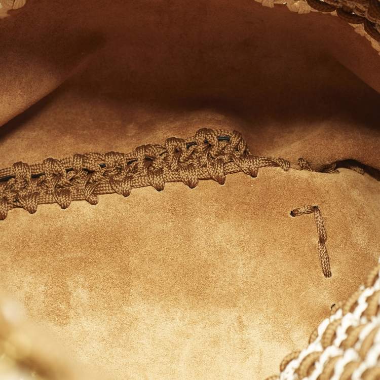 Pre Owned Valentino Identity Woven Brown/Tan Leather and Rope Tote