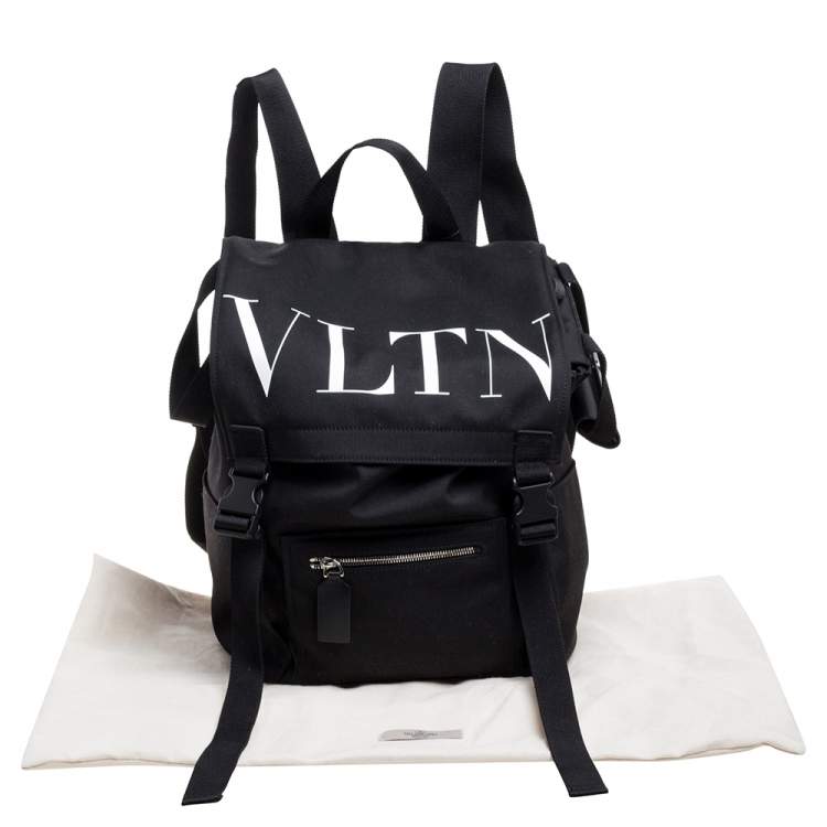 Pre Owned Valentino Black Nylon VLTN Backpack