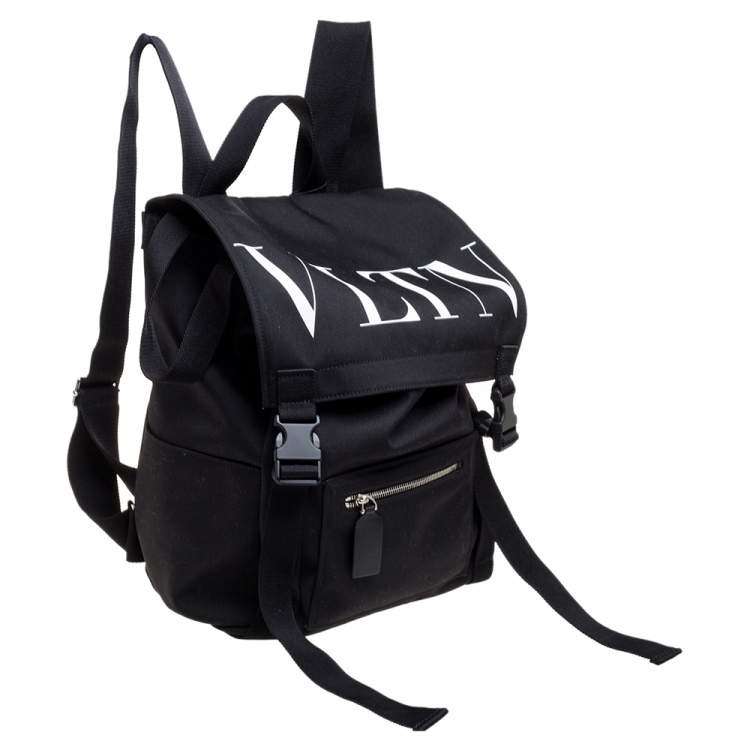 Pre Owned Valentino Black Nylon VLTN Backpack