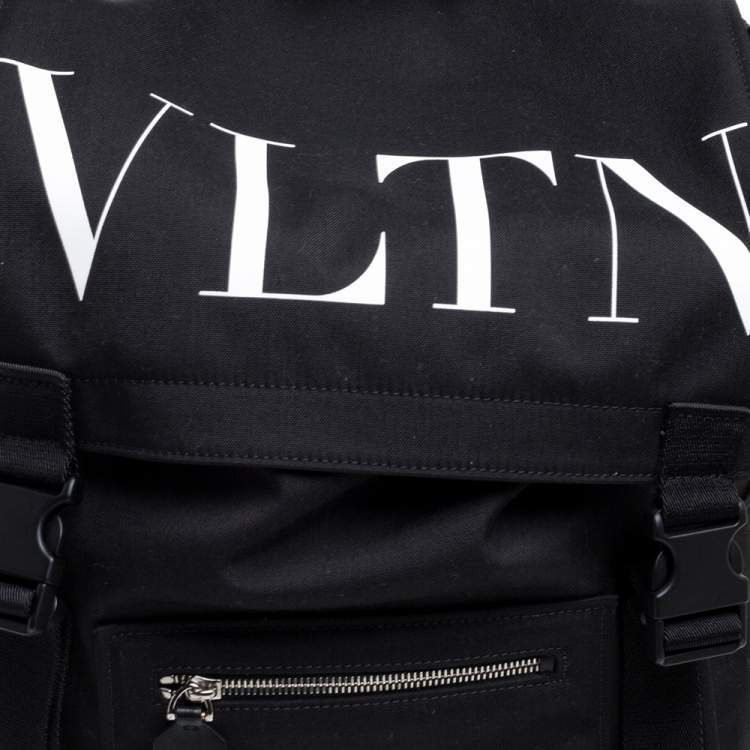 Pre Owned Valentino Black Nylon VLTN Backpack