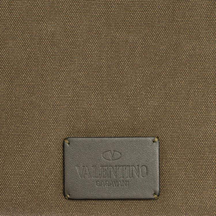 Pre Owned Valentino Green Canvas VLTN Document Case