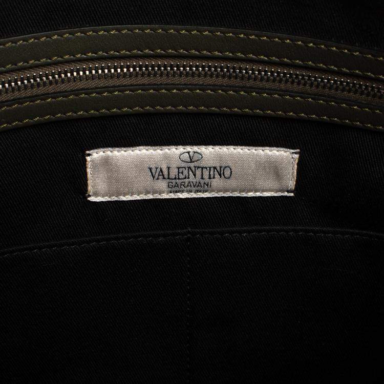 Pre Owned Valentino Green Canvas VLTN Document Case
