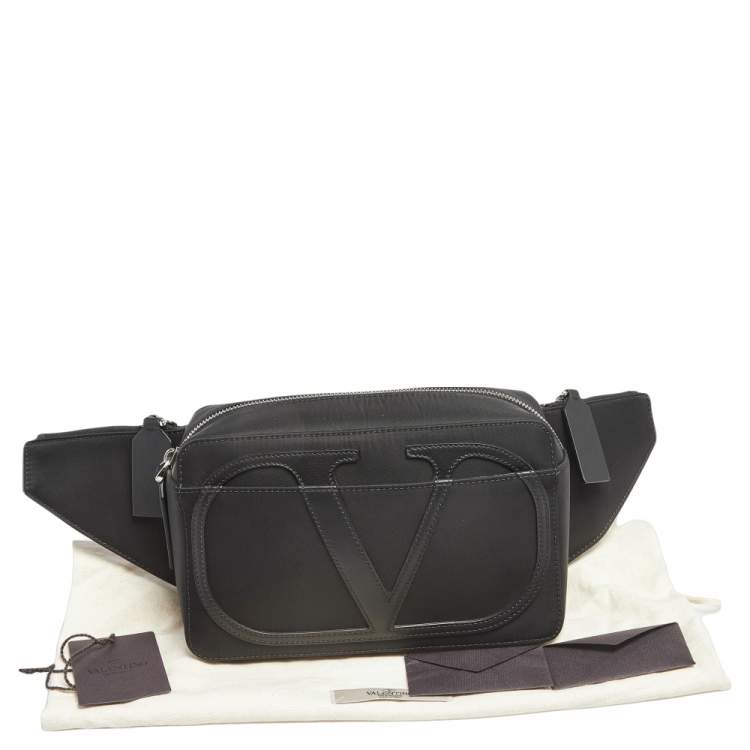 Pre Owned Valentino Black Nylon and leather VLogo Belt Bag