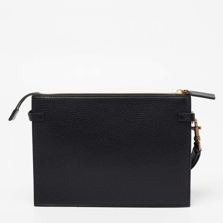 Pre Owned Valentino Garavani Black Leather Pouch