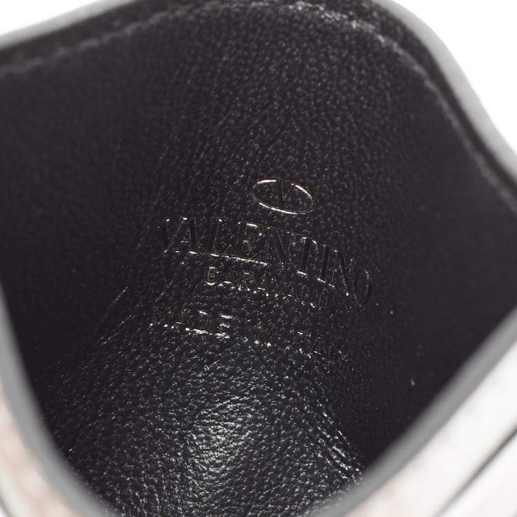 Pre Owned Valentino Silver Leather VLTN Card Holder