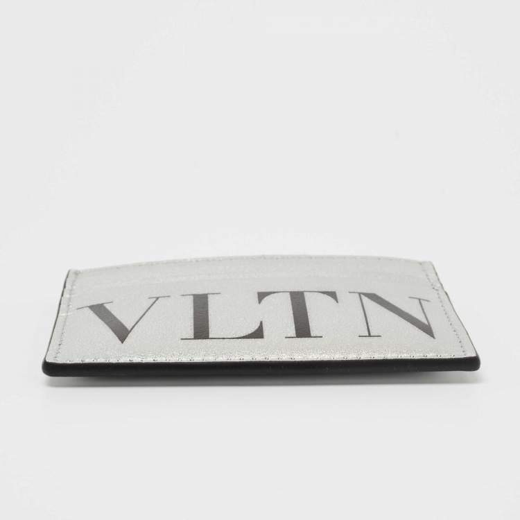 Pre Owned Valentino Silver Leather VLTN Card Holder