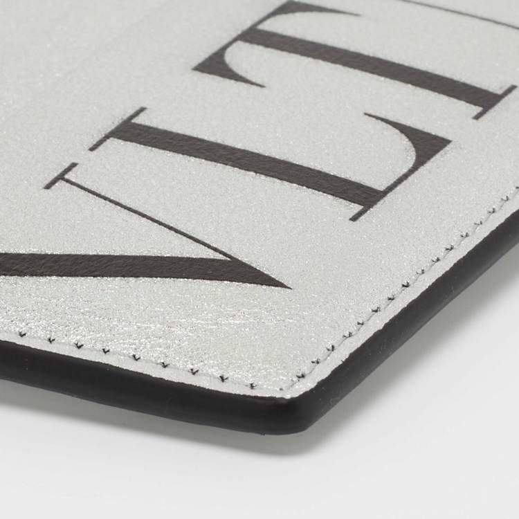 Pre Owned Valentino Silver Leather VLTN Card Holder