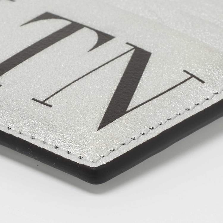 Pre Owned Valentino Silver Leather VLTN Card Holder