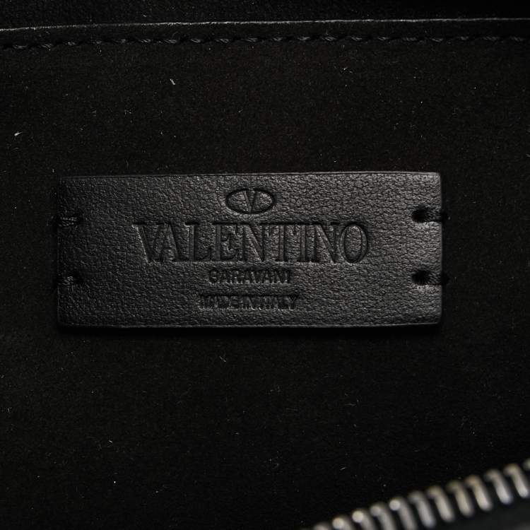 Pre Owned Valentino Black Leather VLTN Crossbody Bag