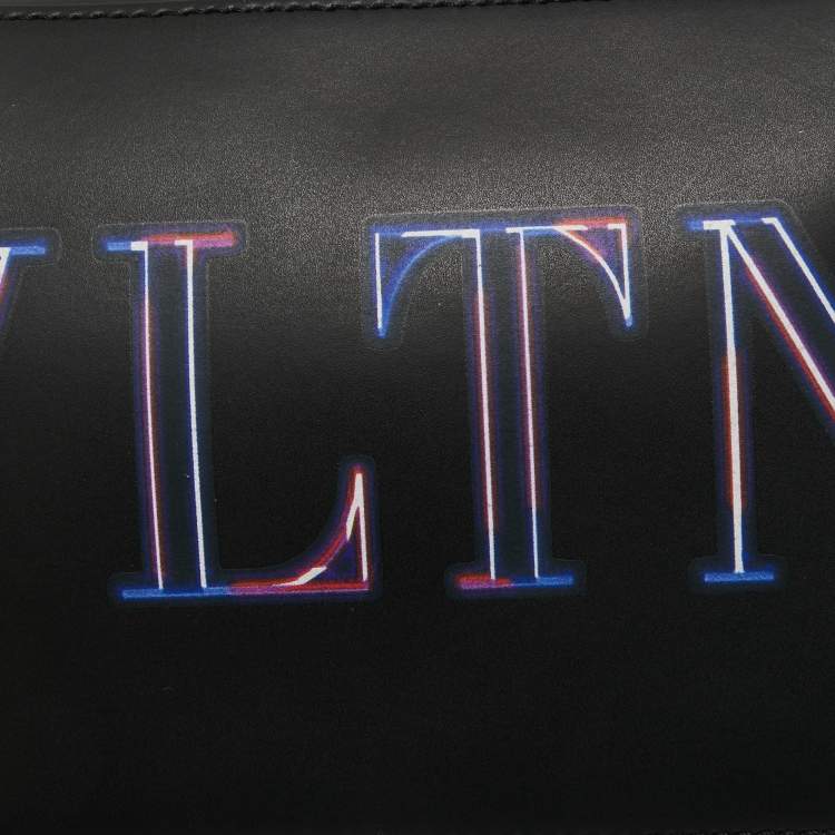 Pre Owned Valentino Black Leather VLTN Crossbody Bag