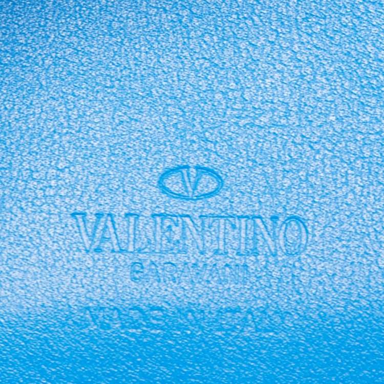 Pre Owned Valentino Blue Leather Vlogo Card Case
