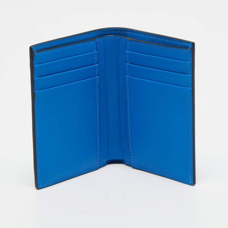 Pre Owned Valentino Blue Leather Vlogo Card Case