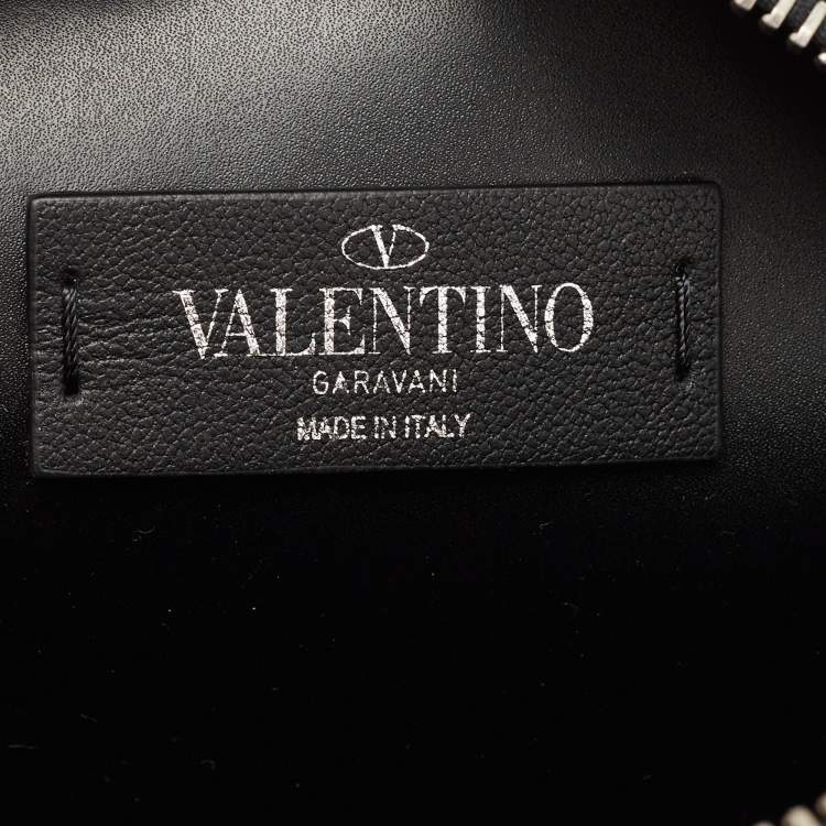 Pre Owned Valentino Black Printed Leather Emilio Villalba x VLTN Belt Bag