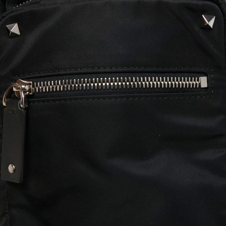 Pre Owned Valentino Black Nylon Rockstud VLTN Crossbody Bag