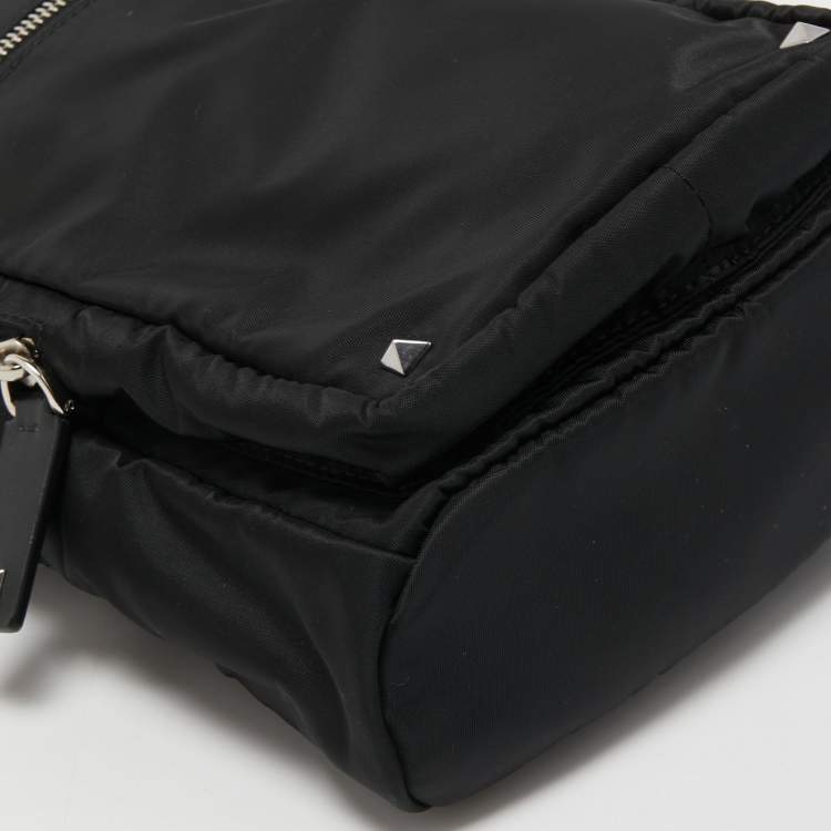 Pre Owned Valentino Black Nylon Rockstud VLTN Crossbody Bag