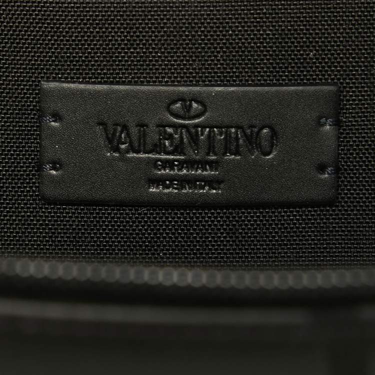 Pre Owned Valentino Black Nylon Printed Belt Bag