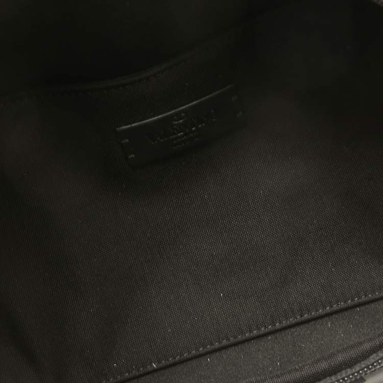 Pre Owned Valentino Black Nylon Printed Belt Bag
