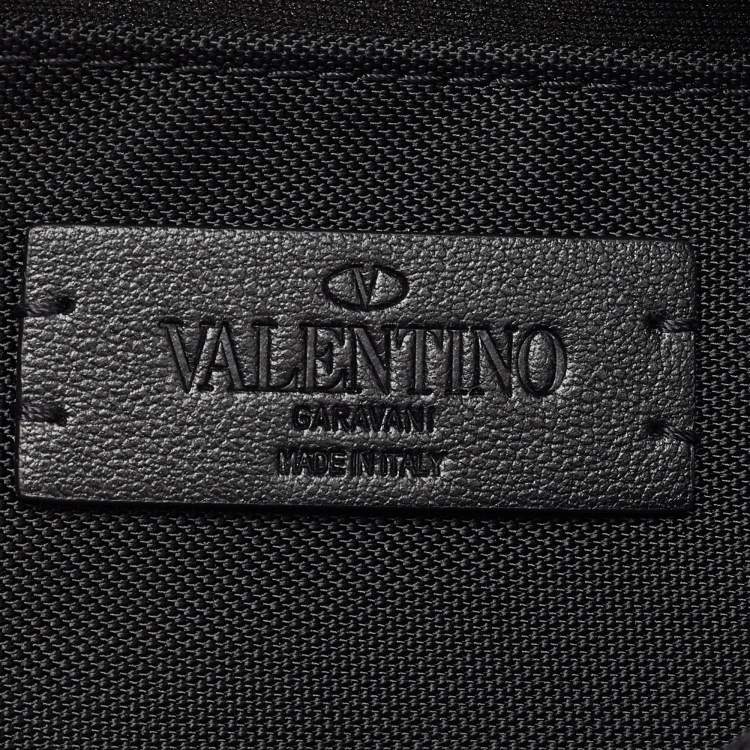 Pre Owned Valentino Black Nylon VLTN Front Pocket Messenger Bag 
