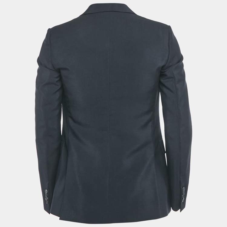 Pre Owned Valentino Navy Blue Mohair & Wool Single Breasted Blazer S