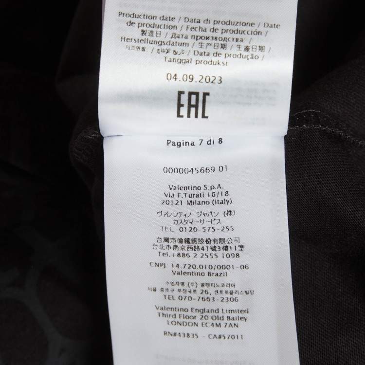 Pre Owned Valentino Black Monogram Cotton Crewneck T-Shirt XL