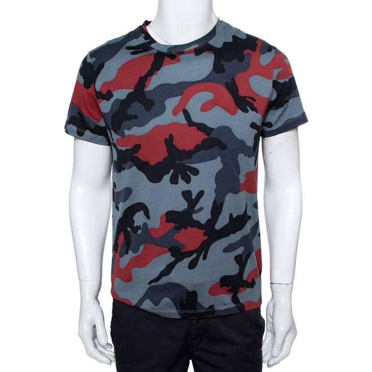 desinficere svejsning bryder daggry Valentino Grey/Red Cotton Camouflage Print T-Shirt Size M Valentino | TLC