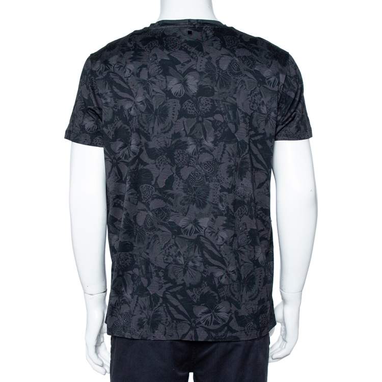 مملوكة مسبقًا Valentino Black Rockstud Camubutterfly T-Shirt L