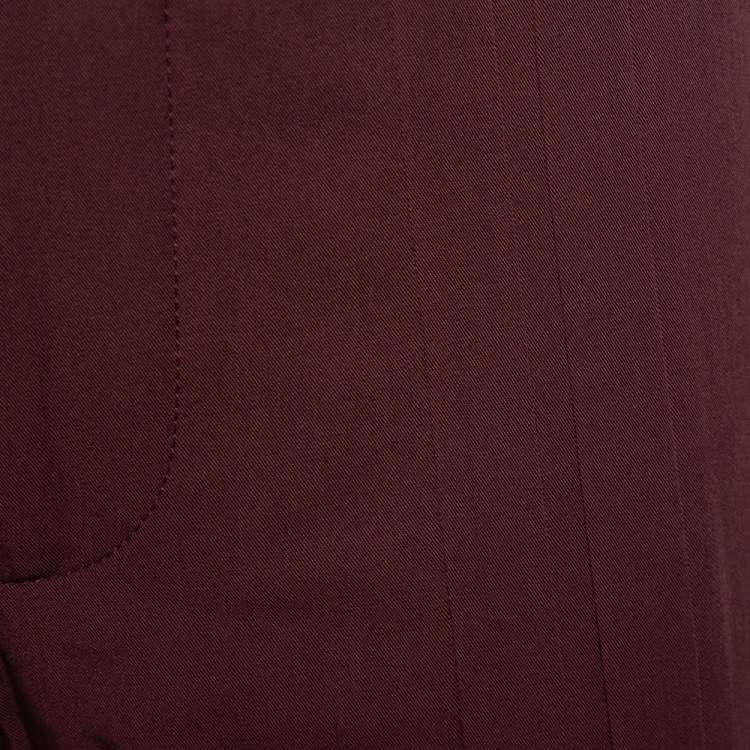Pre Owned Valentino Burgundy Wool Straight Leg Track Pants S