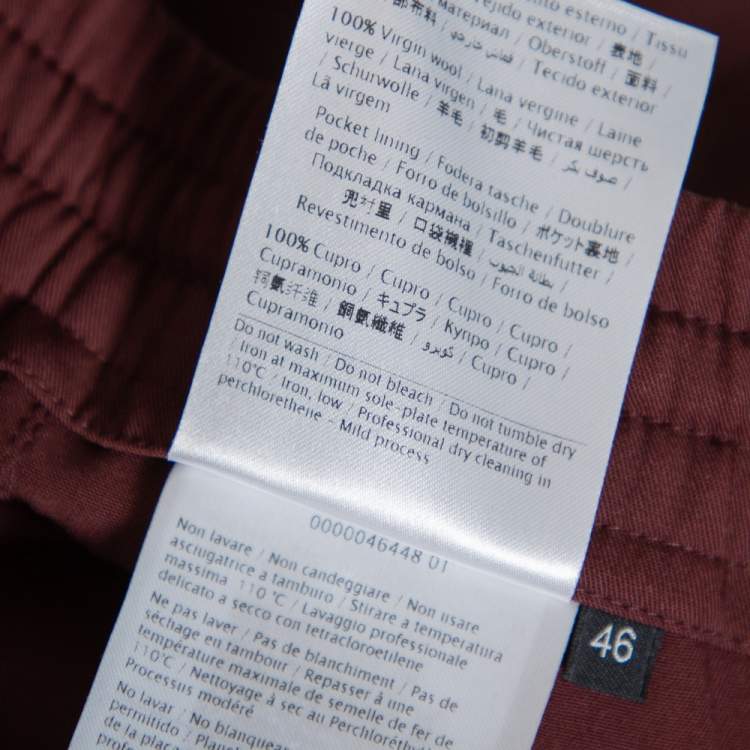 Pre Owned Valentino Burgundy Wool Straight Leg Track Pants S