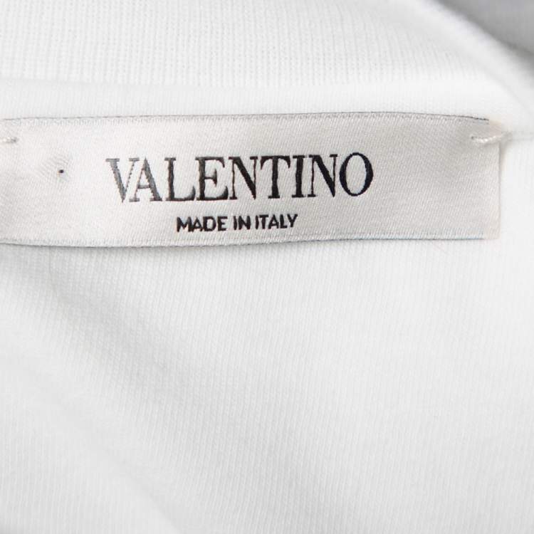 Pre Owned Valentino White Cotton 2099 Logo Printed Round Neck T-Shirt M