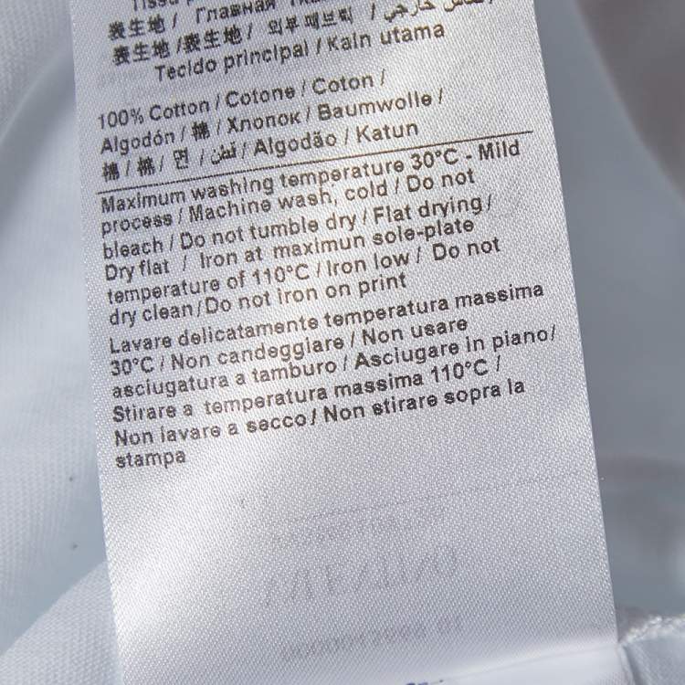 Pre Owned Valentino White VLTN Print Cotton Crew Neck T-Shirt L