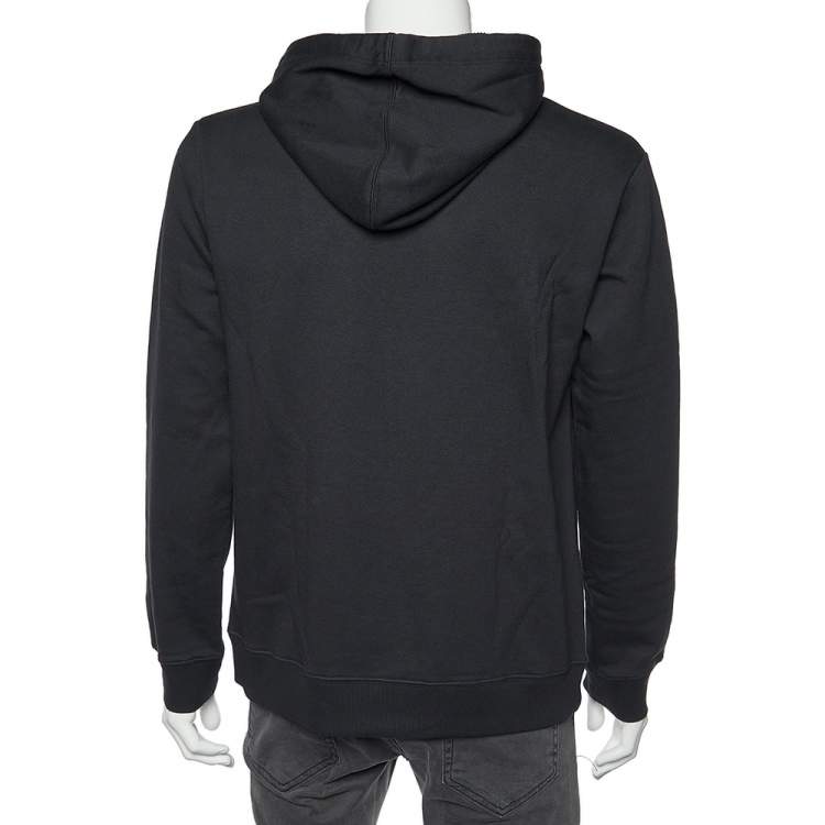 Pre Owned Valentino Black VLTN Print Cotton Hooded Sweatshirt L