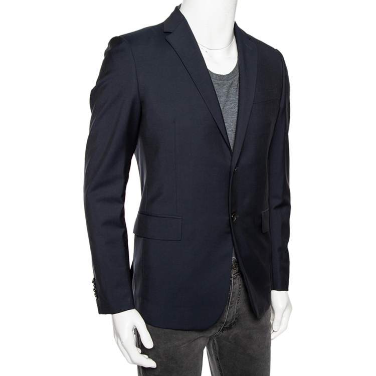 Pre Owned Valentino Navy Blue Wool Single Breasted Blazer S