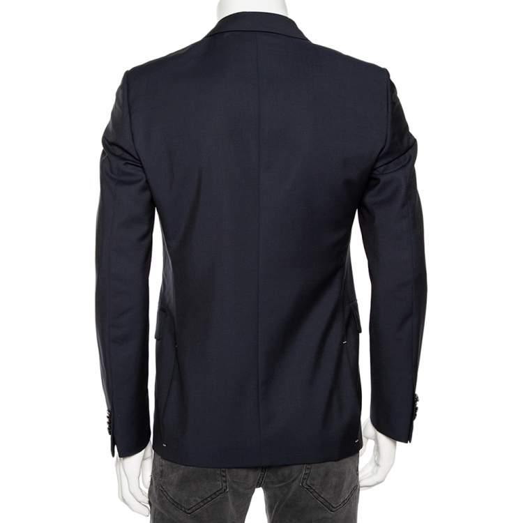 Pre Owned Valentino Navy Blue Wool Single Breasted Blazer S