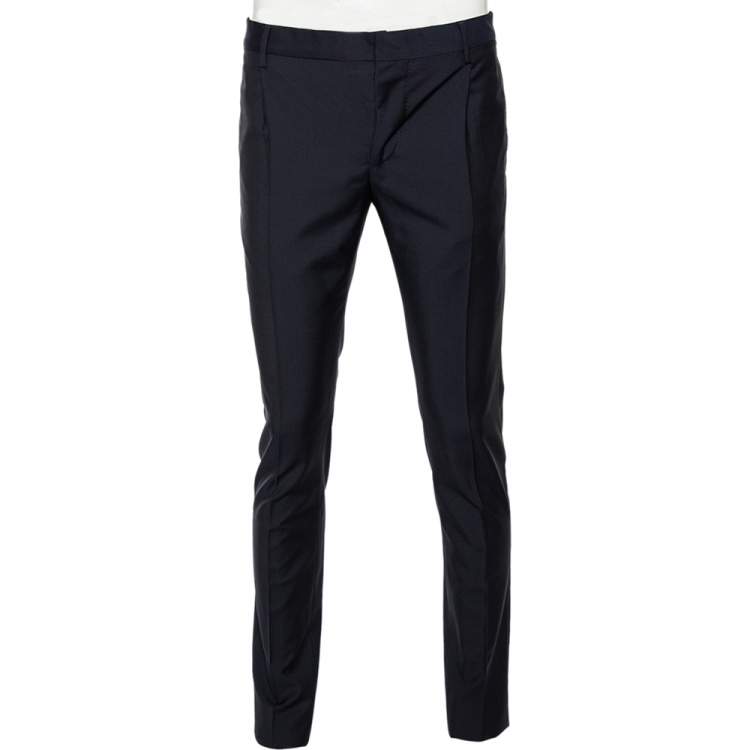 Wool and mohair straight pants in blue - Valentino
