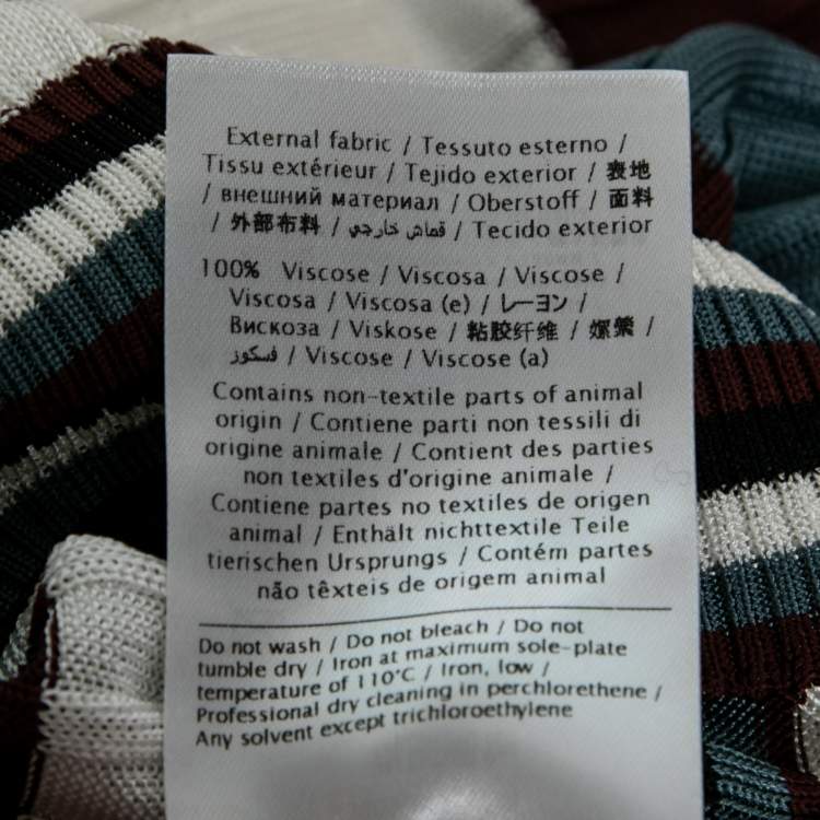 Pre Owned Valentino White Multicolor Striped Pattern Knit Shirt M