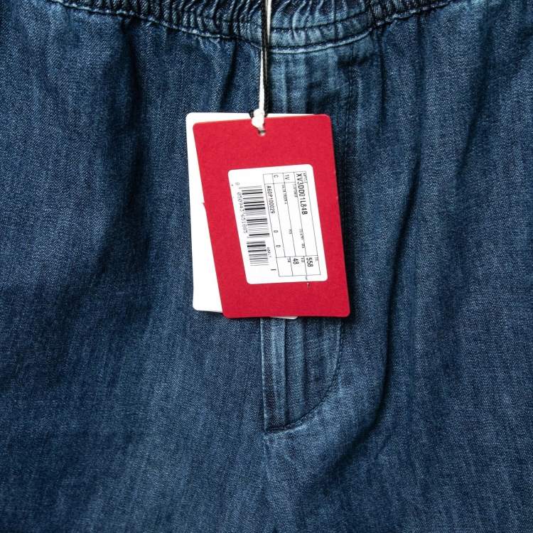 Pre Owned Valentino Blue Denim Elastic Waist Shorts M 