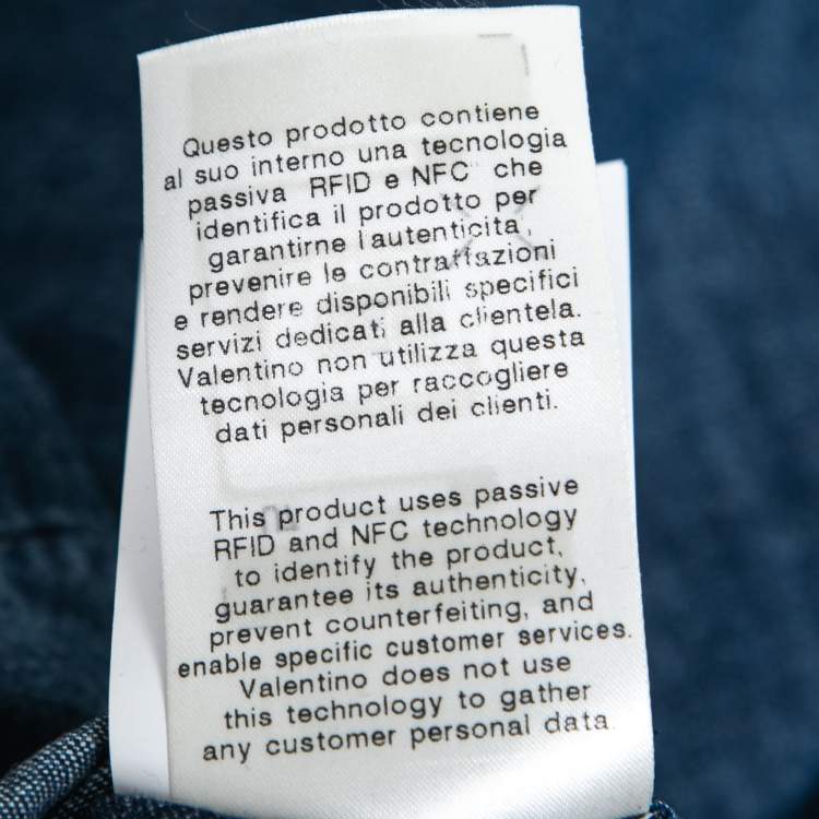 Pre Owned Valentino Blue Denim Short Sleeve Shirt M