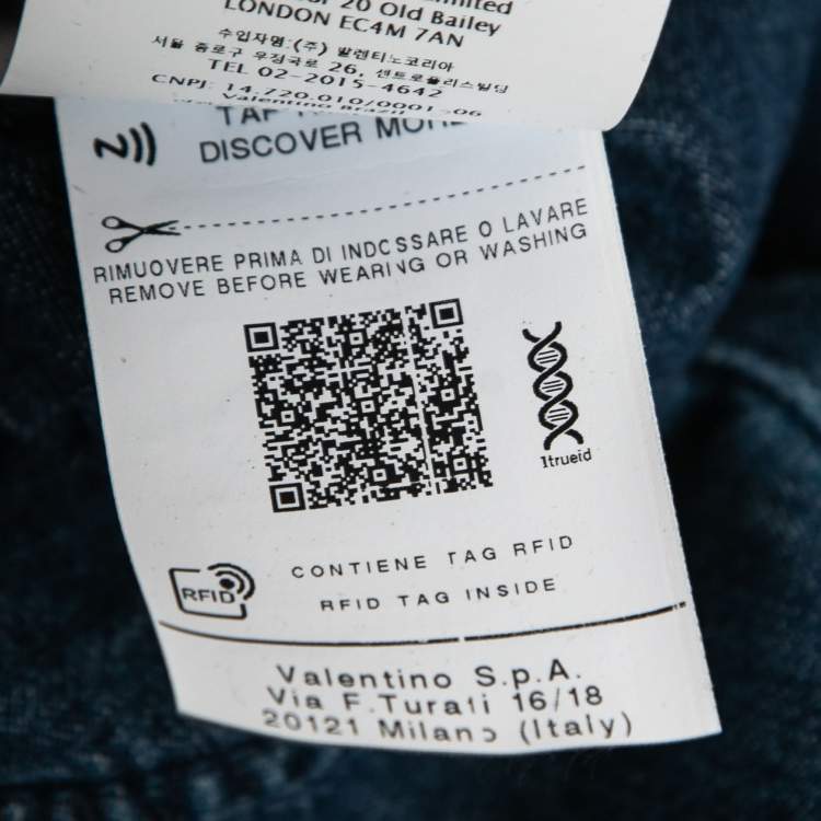 Pre Owned Valentino Blue Denim Short Sleeve Shirt M