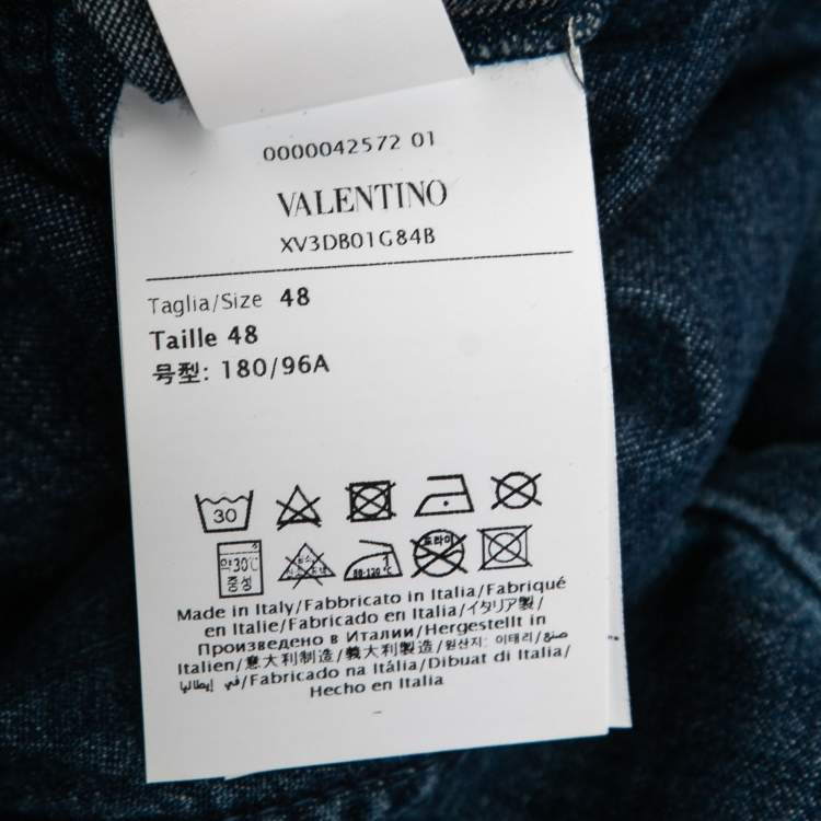 Pre Owned Valentino Blue Denim Short Sleeve Shirt M