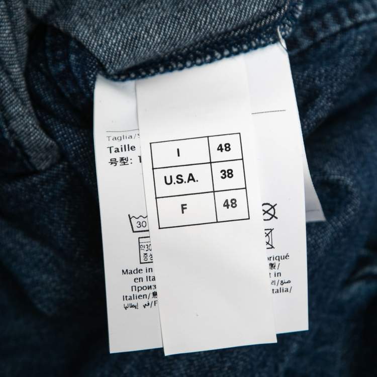 Pre Owned Valentino Blue Denim Short Sleeve Shirt M