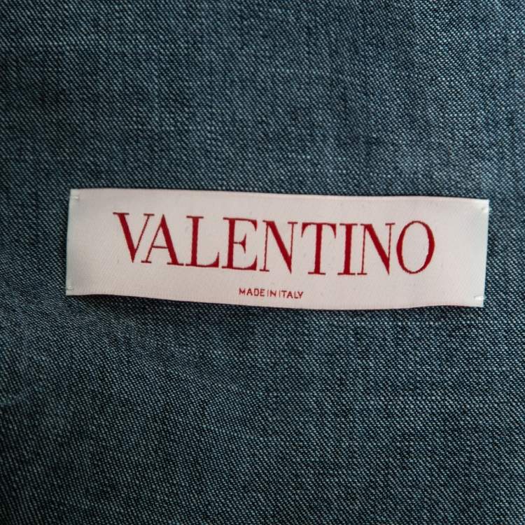 Pre Owned Valentino Blue Denim Short Sleeve Shirt M