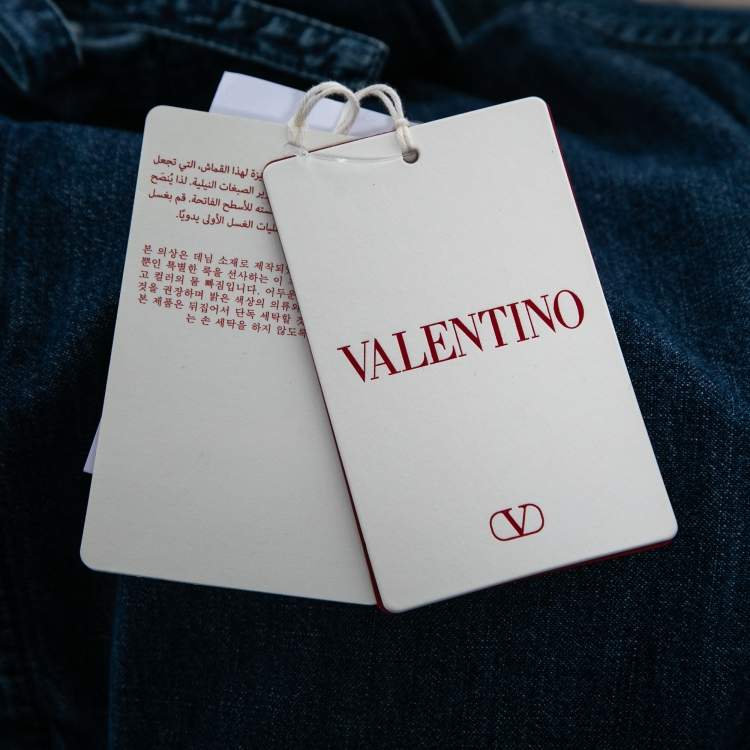 Pre Owned Valentino Blue Denim Short Sleeve Shirt M