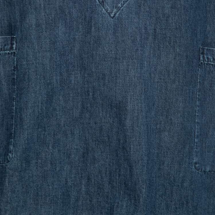 Pre Owned Valentino Blue Denim Short Sleeve Shirt M