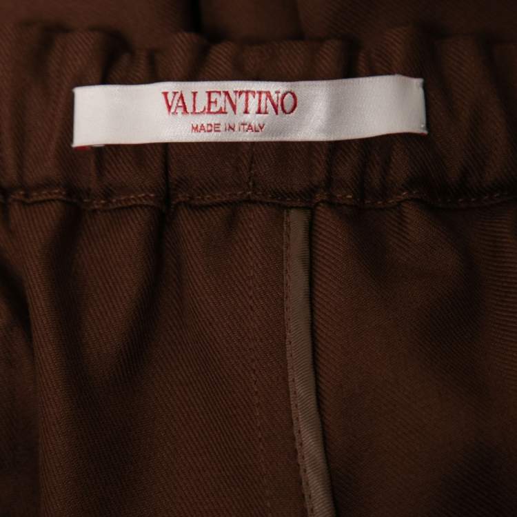 Pre Owned Valentino Brown Cotton Drawstring Shorts M