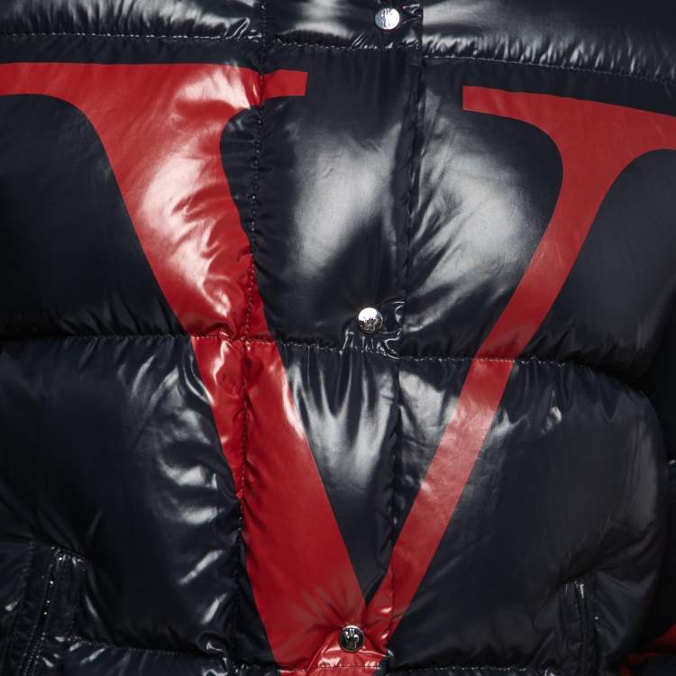 Pre Owned Valentino X Moncler Navy Blue Synthetic V Logo Down Puffer Jacket M