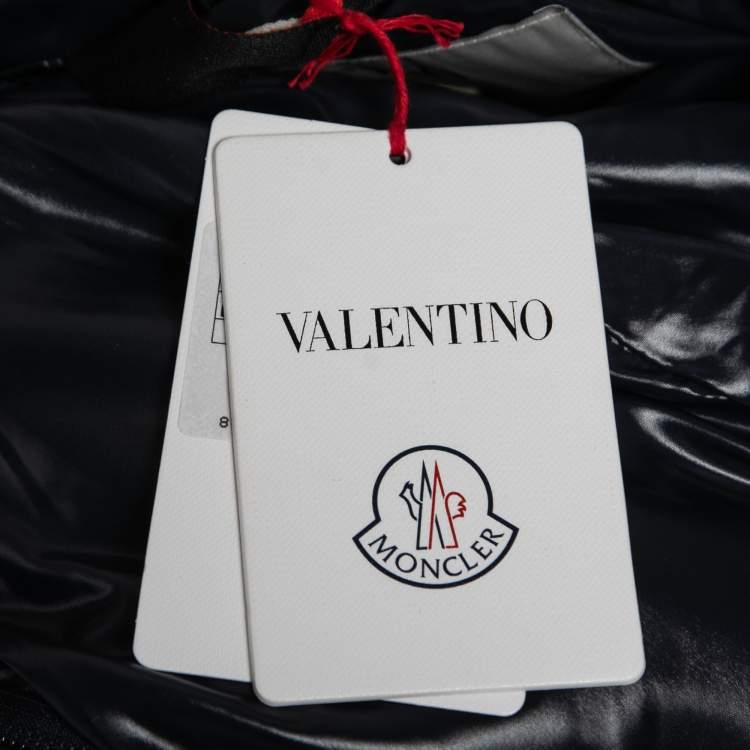 Pre Owned Valentino X Moncler Navy Blue Synthetic V Logo Down Puffer Jacket M